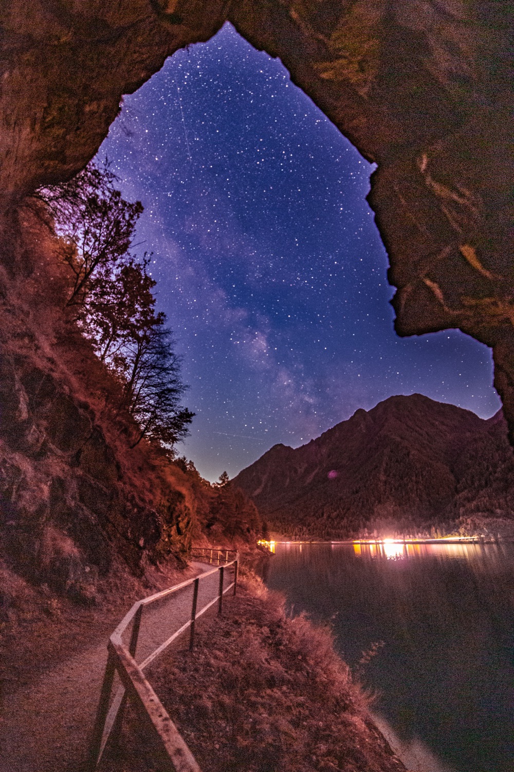 The Milky Way through a cave arch
